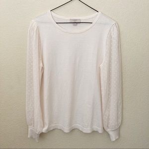 LOFT Outlet Dot Sheer Sleeve Sweater Top